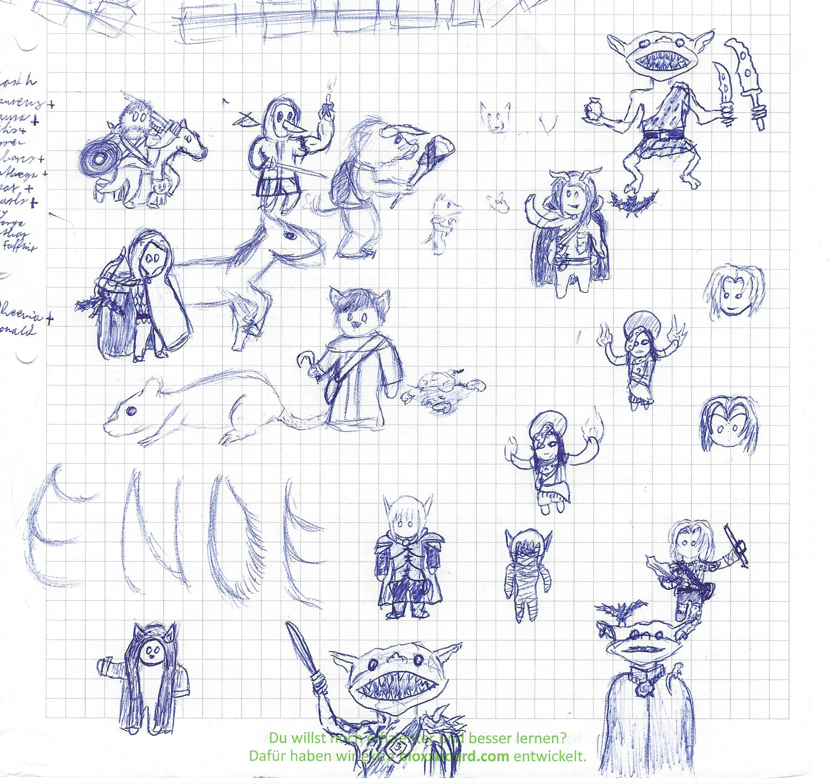 Diverse Fantasy-Kritzeleien